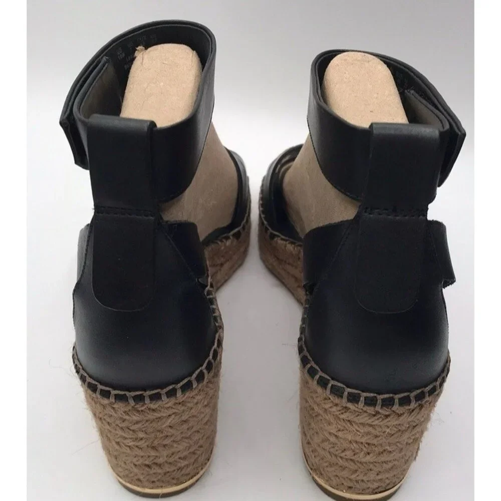 Franco‎ Sarto Sandals Womens Size 10 M Black Wedge Espadrilles